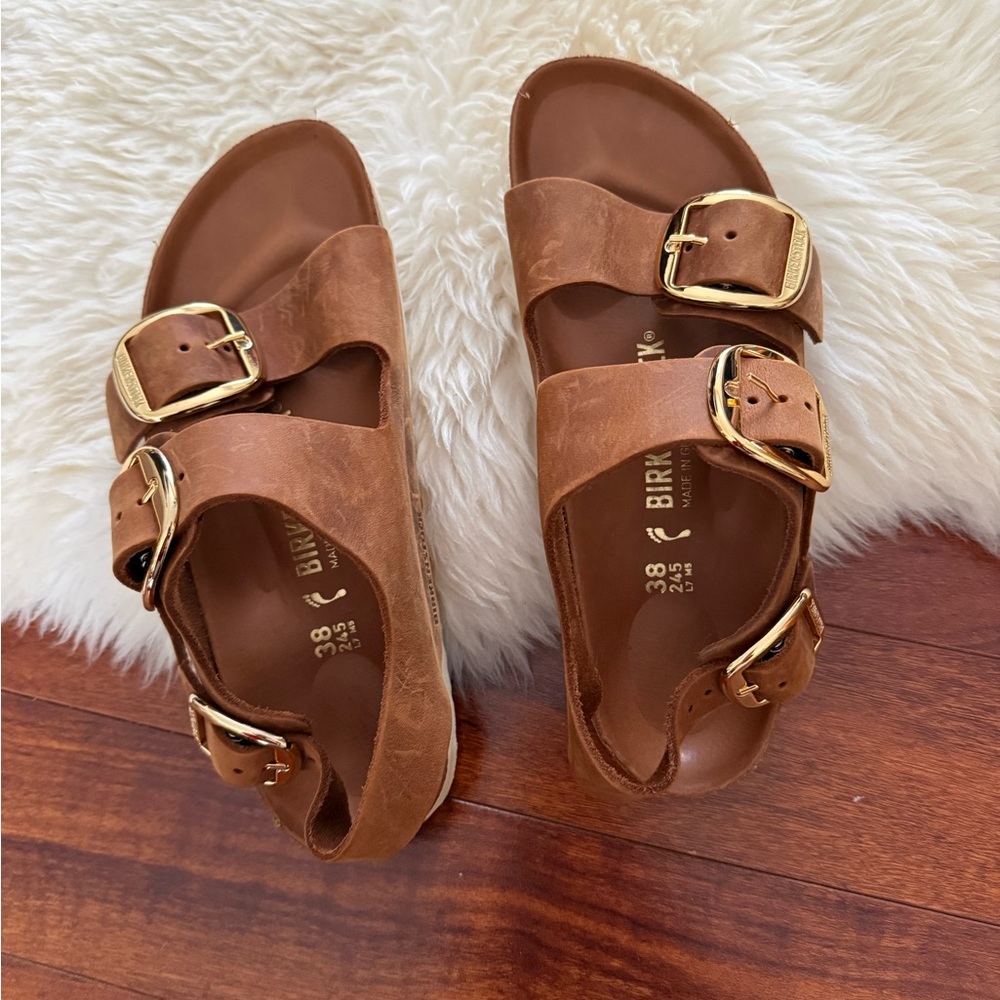 Birkenstock Milano Big Buckle Sandals - Cognac - Picture 2 of 5